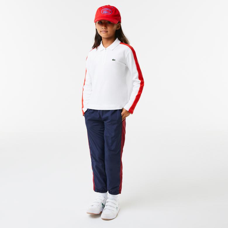 Lacoste Kız Çocuk Uzun Kollu Renk Bloklu Bej Polo