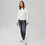 Lacoste Kadın Regular Fit Kapüşonlu Renk Bloklu Beyaz Sweatshirt