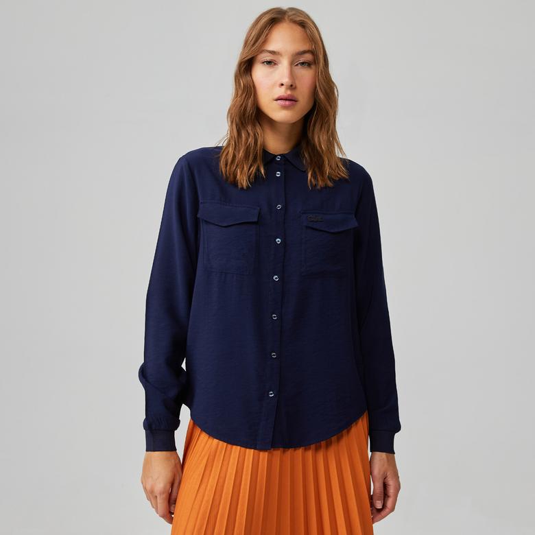 Lacoste Kadın Relaxed Fit Lacivert Gömlek