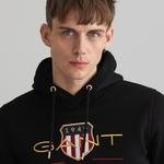 Gant Erkek Siyah Regular Fit Kapüşonlu Logolu Sweatshirt