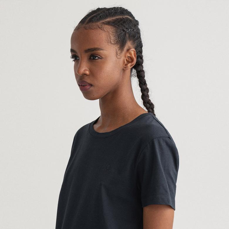Gant Kadın Siyah Relaxed Fit Bisiklet Yaka T-shirt