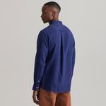 Gant Erkek Lacivert Regular Fit Düğmeli Yaka Keten Gömlek