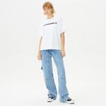 Converse Strip Wordmark Relaxed Kadın Beyaz T-Shirt