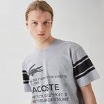 Lacoste Active Erkek Relaxed Fit Bisiklet Yaka Baskılı Gri T-Shirt
