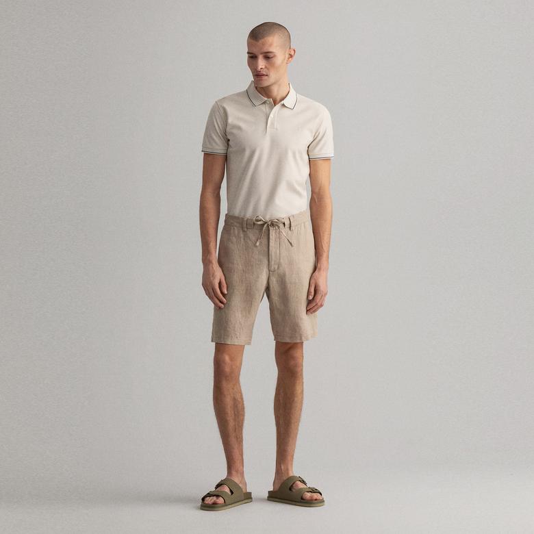 Gant Erkek Bej Relaxed Fit Keten Şort