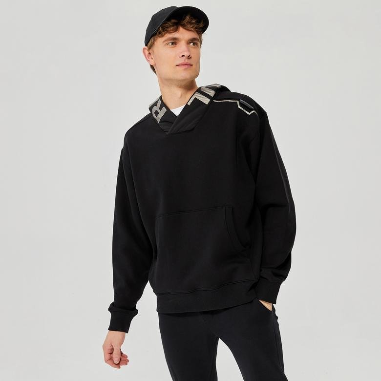 Ruck&Maul Casual Sportswear Erkek Siyah Hoodie Sweatshirt