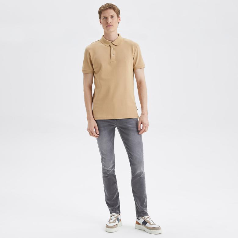 Nautica Erkek Bej Slim Fit Kısa Kollu Polo