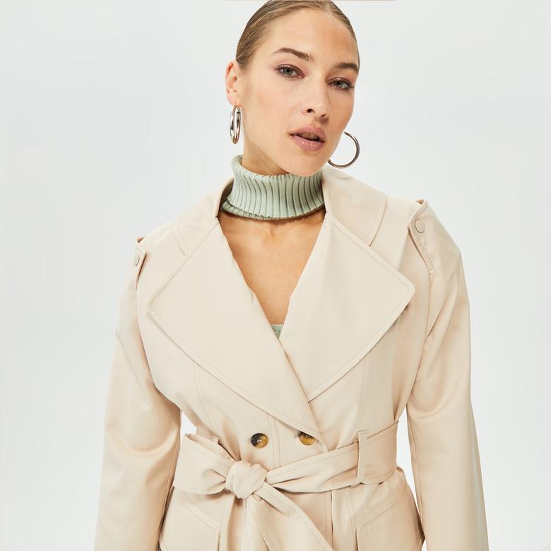 Coloreve Beige Curvy Kadın Bej Trençkot