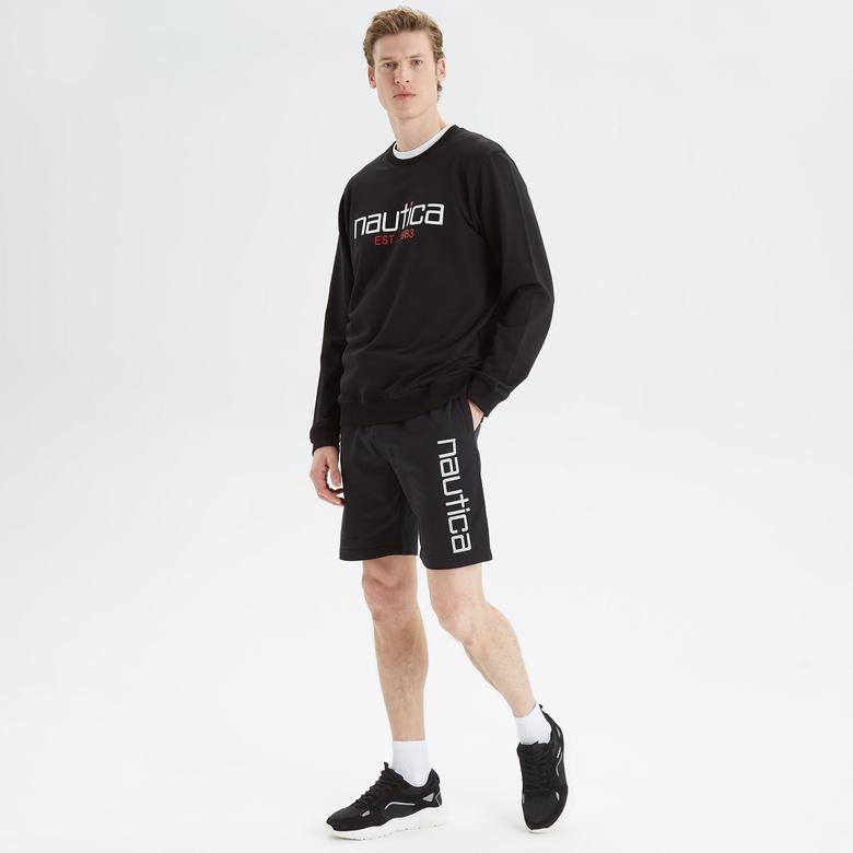 Nautica Erkek Siyah Standart Fit Baskılı Sweatshirt