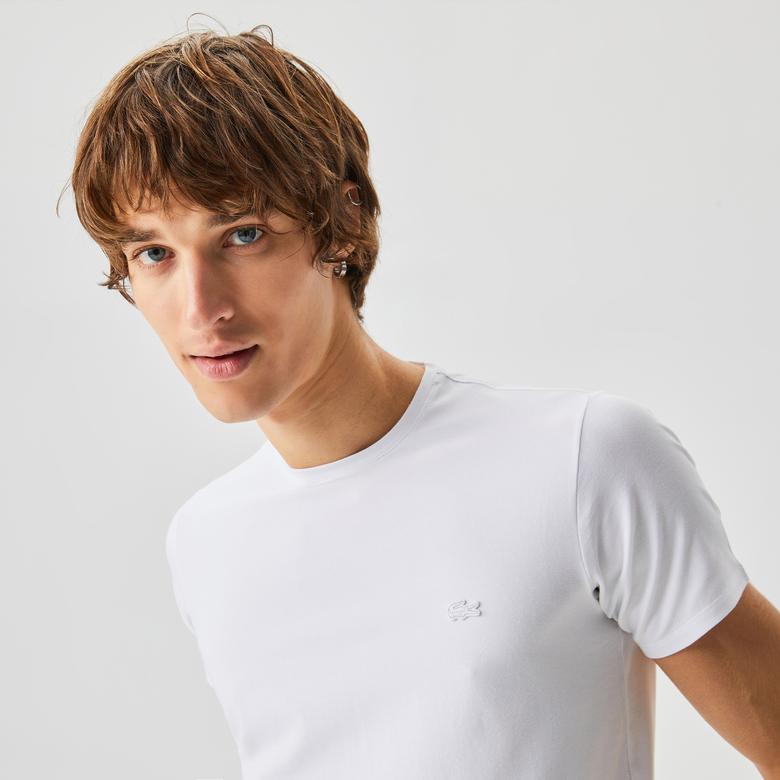 Lacoste Erkek Slim Fit Bisiklet Yaka Beyaz T-Shirt