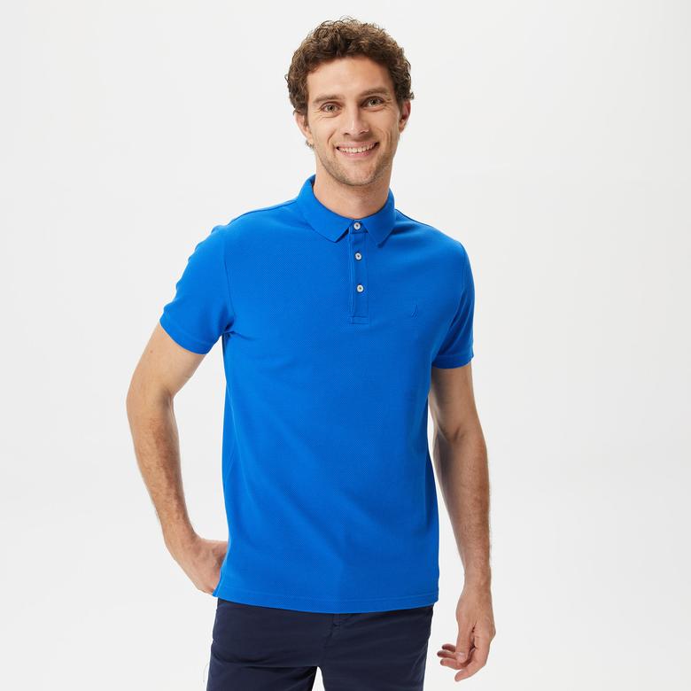 Nautica Erkek Mavi Slim Fit Kısa Kollu Polo