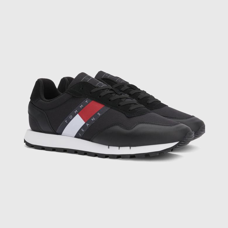 Tommy Hilfiger Retro Leather Runner Erkek Siyah Spor Ayakkabı