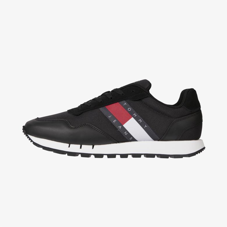 Tommy Hilfiger Retro Leather Runner Erkek Siyah Spor Ayakkabı