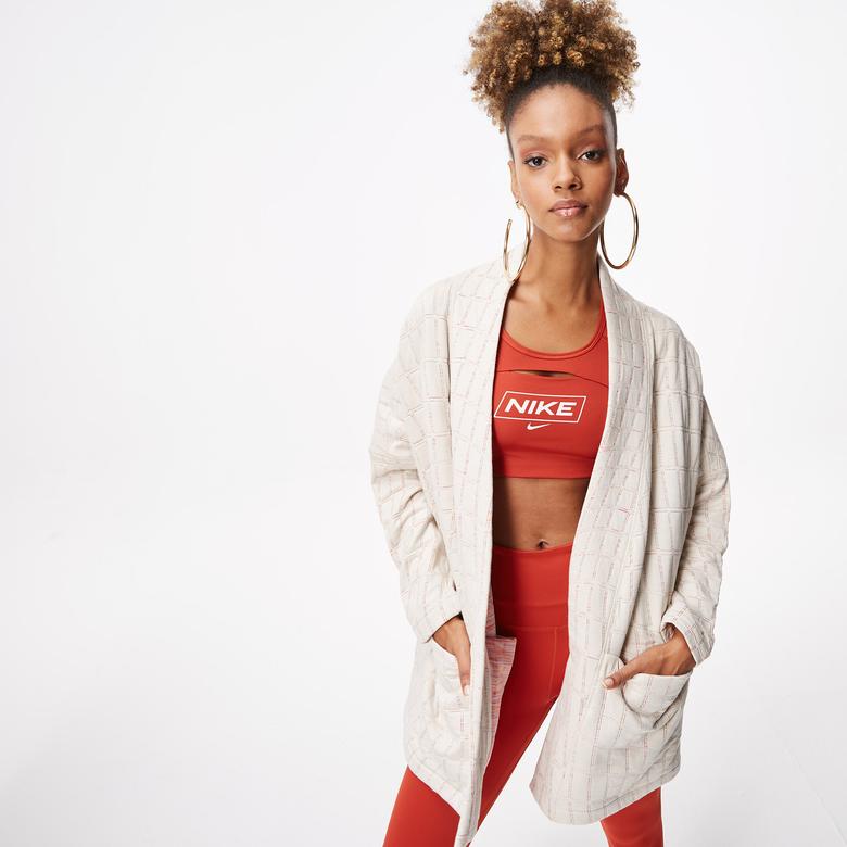 Nike Yoga Therma-FIT Luxe Cozy Fleece Top Kadın Beyaz Hırka