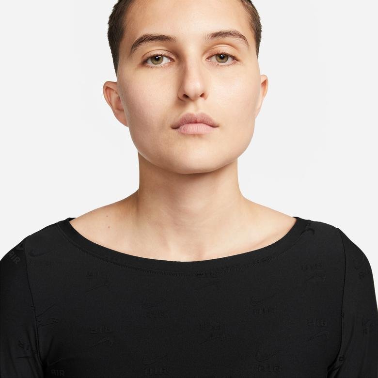 Nike Sportswear Air Printed Ls Top Kadın Siyah Sweatshirt