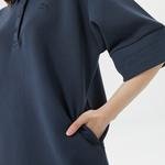 Lacoste Kadın Loose Fit Kısa Kollu Polo Yaka Lacivert Elbise