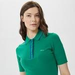 Lacoste Kadın Flare Fit Kısa Kollu Polo Yaka Yeşil Elbise