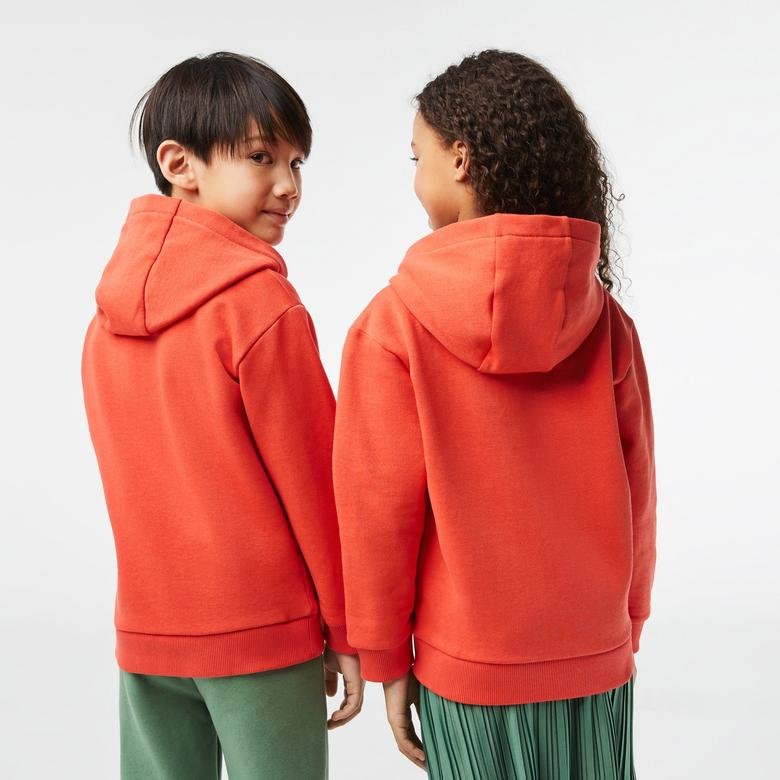Lacoste Çocuk Kapüşonlu Organik Pamuk Turuncu Sweatshirt