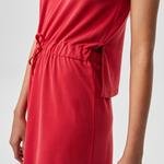 Lacoste Kadın Loose Fit Kolsuz V Yaka Kırmızı Elbise
