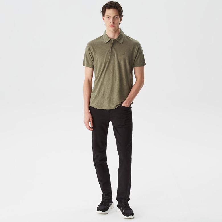 Nautica Erkek Yeşil Classic Fit Kısa Kollu Keten Polo