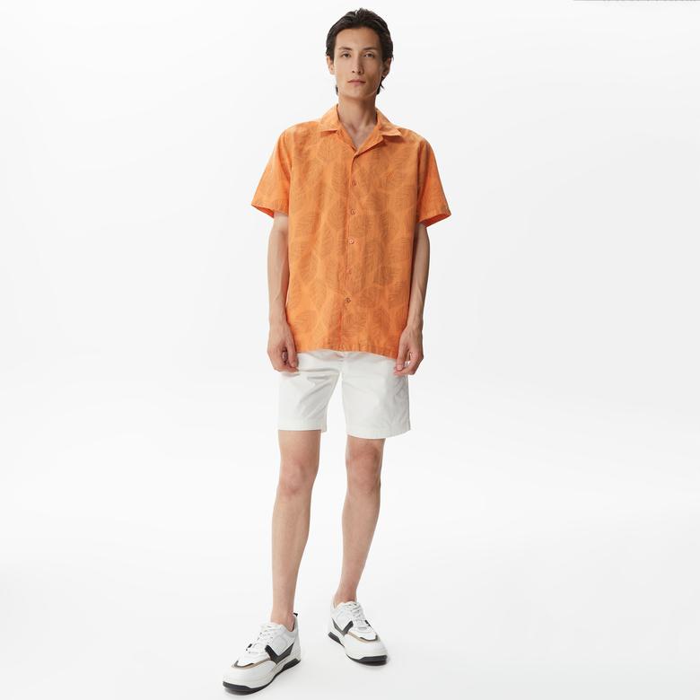 Nautica Erkek Turuncu Classic Fit Kısa Kollu Gömlek