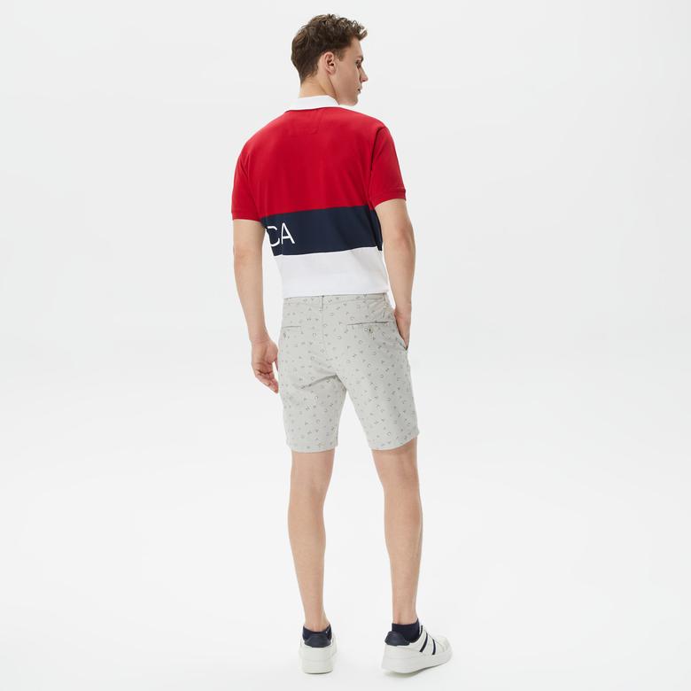 Nautica Erkek Gri Slim Fit Baskılı Bermuda