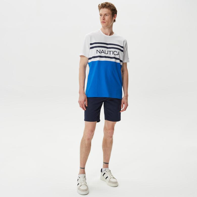 Nautica Erkek Lacivert Slim Fit Baskılı Bermuda