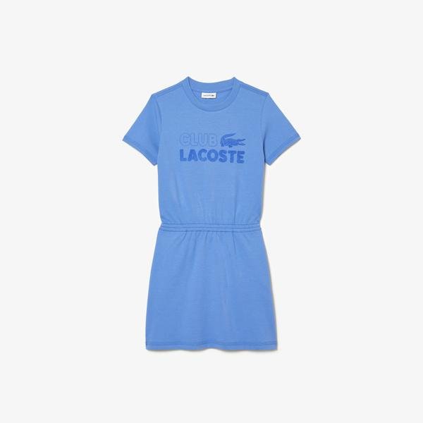 Lacoste Kız Çocuk Baskılı Mavi Elbise