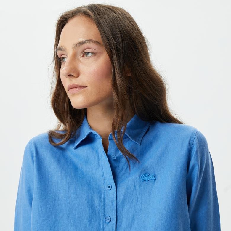 Lacoste Kadın Relaxed Fit Mavi Gömlek