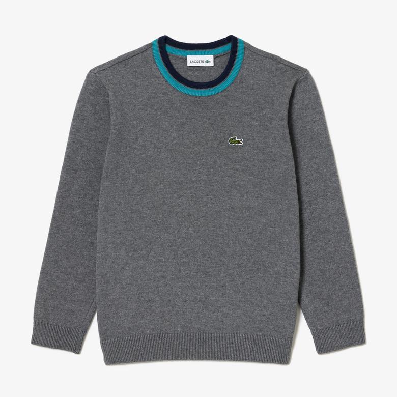 Lacoste Çocuk Bisiklet Yaka Gri Triko