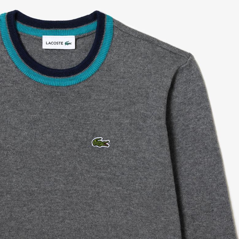Lacoste Çocuk Bisiklet Yaka Gri Triko