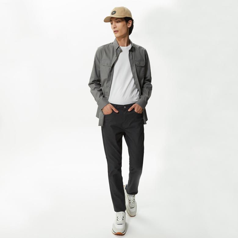 Lacoste Erkek Slim Fit Düğmeli Yaka Koyu Gri Gömlek