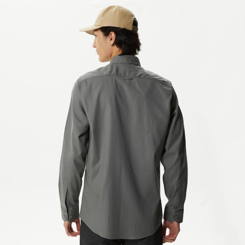 Lacoste Erkek Slim Fit Düğmeli Yaka Koyu Gri Gömlek