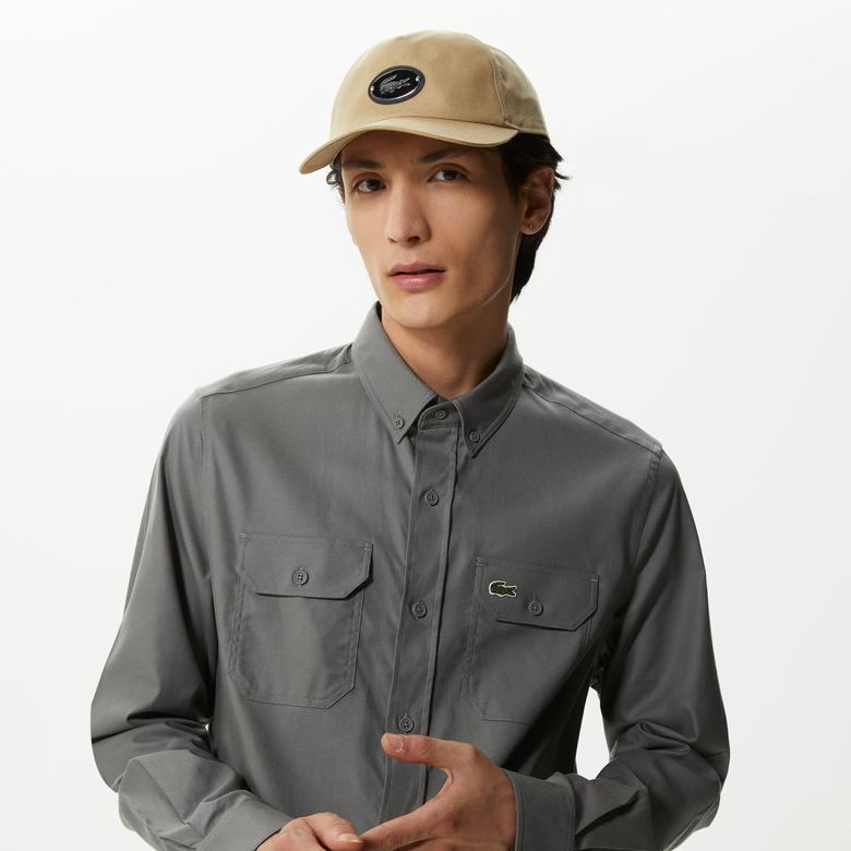 Lacoste Erkek Slim Fit Düğmeli Yaka Koyu Gri Gömlek