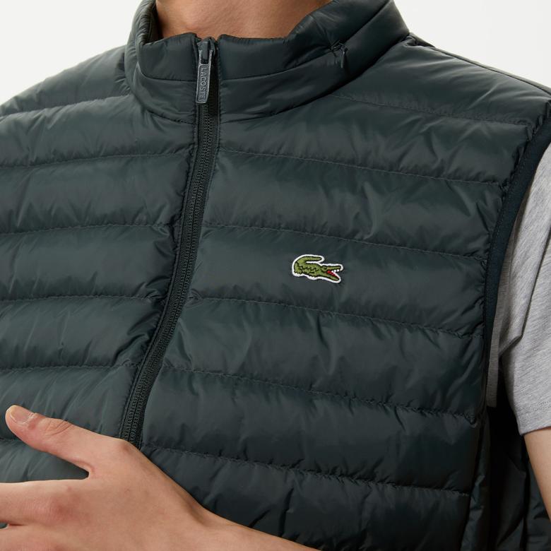 Lacoste Erkek Dik Yaka Kapitone Yeşil Yelek