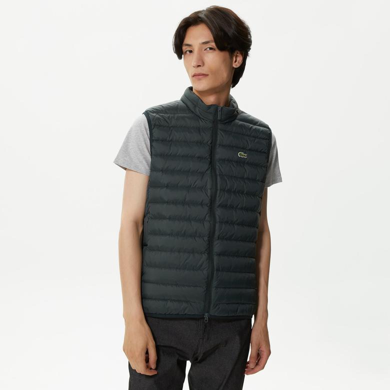 Lacoste Erkek Dik Yaka Kapitone Yeşil Yelek