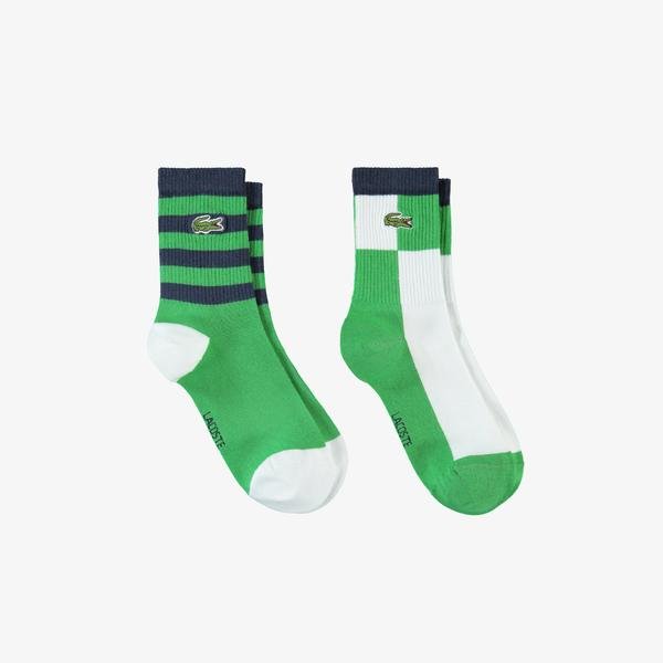 Lacoste Unisex Renk Bloklu Yeşil Çorap