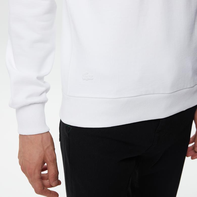 Lacoste Erkek Regular Fit Bisiklet Yaka Baskılı Beyaz Sweatshirt