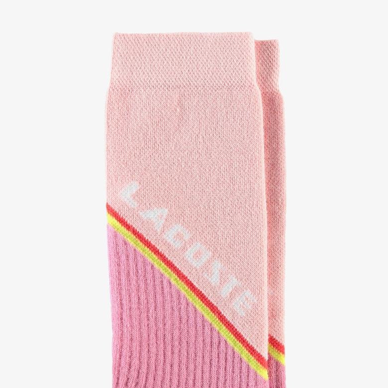 Lacoste Unisex Renk Bloklu Pembe Çorap