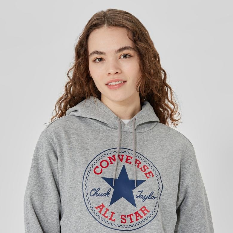 Converse Standard Large Core Po Hoodie Chuck XXL Occasion Front Unisex | Patch 10025469 Center Fit Gri