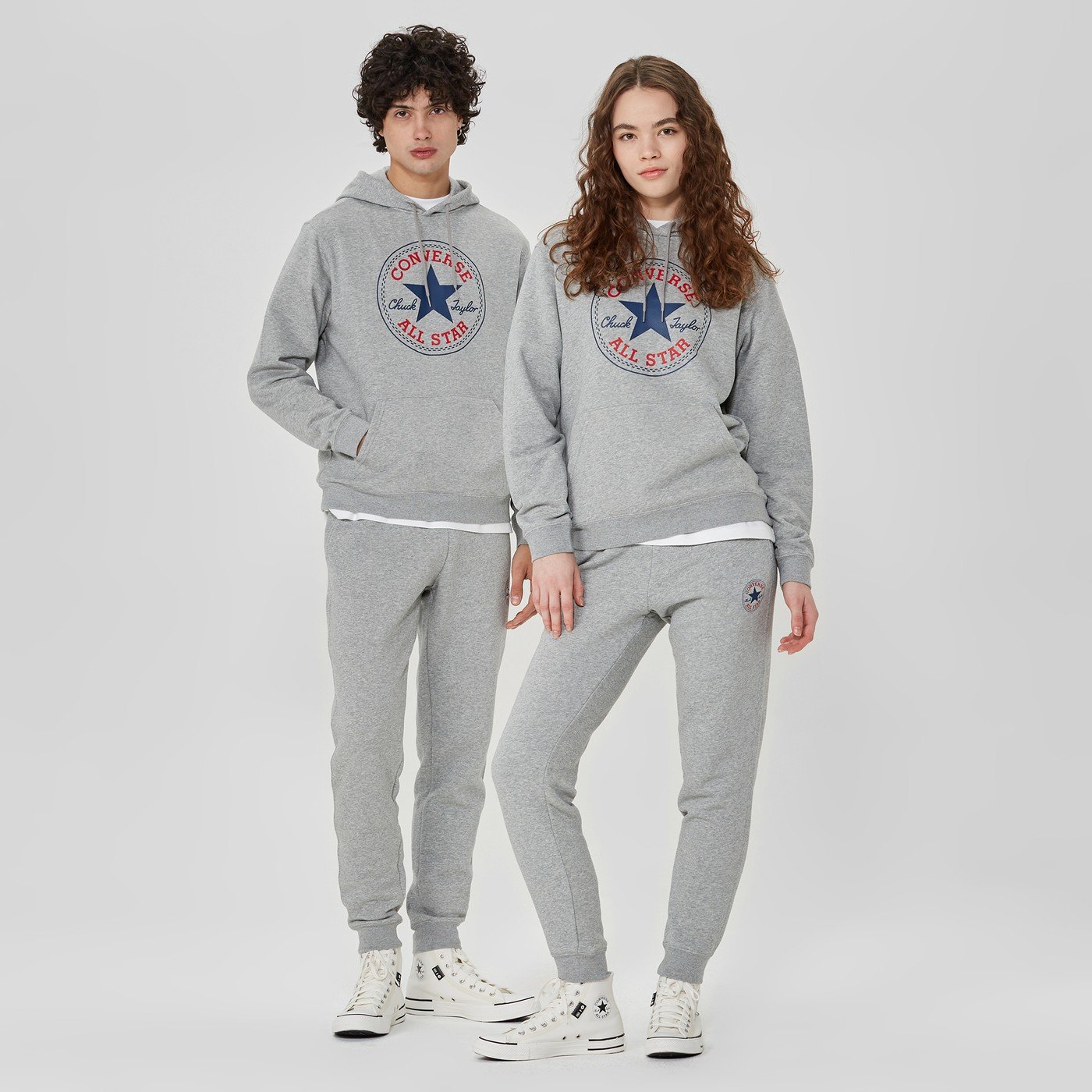 Converse Standard Fit Center Gri Hoodie | Large XXL Patch Occasion Unisex Core Chuck 10025469 Po Front