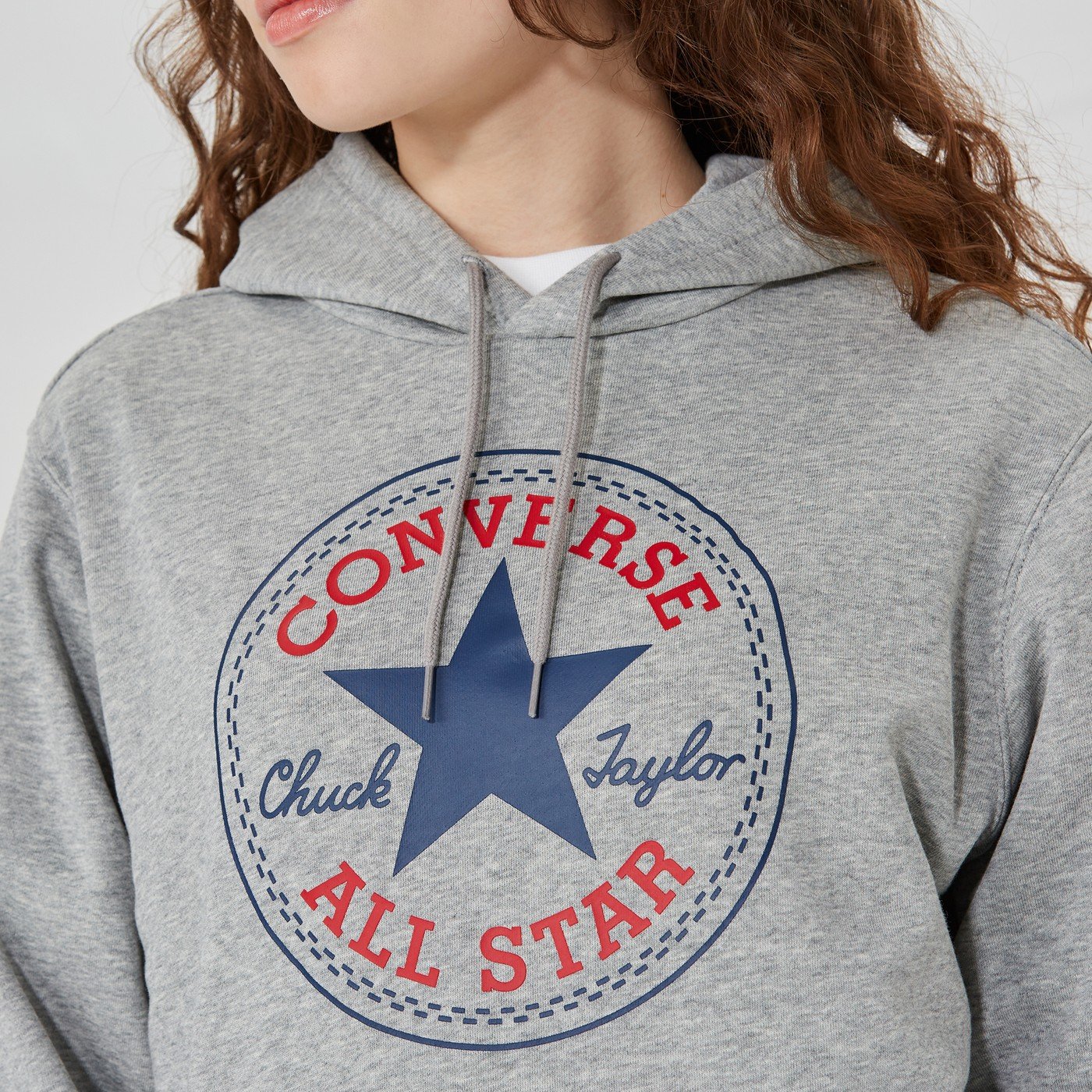 Hoodie 10025469 Standard Po Converse Front Chuck Core Unisex Occasion XXL Fit Center Large | Gri Patch