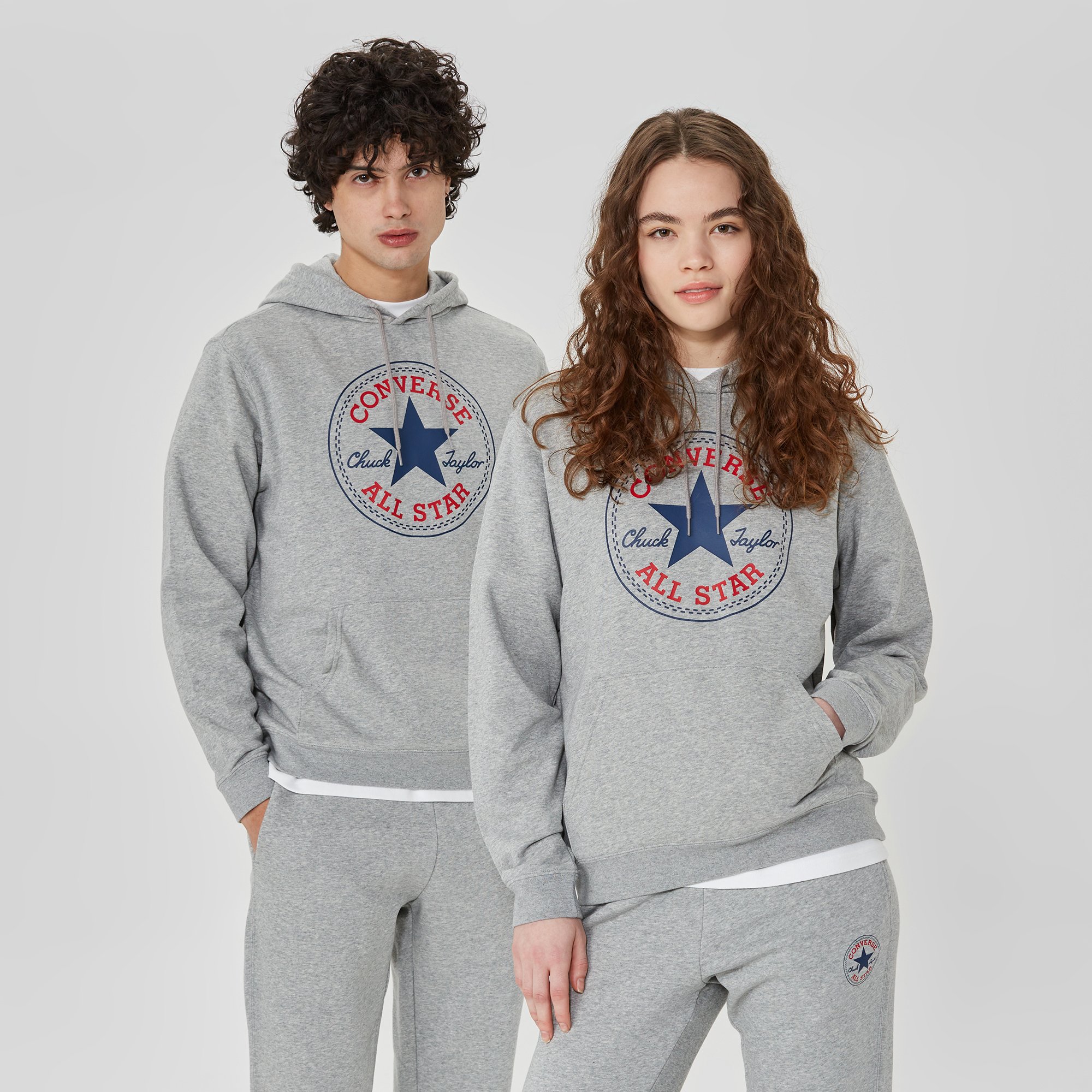 Standard Gri Front | Core 10025469 XXL Fit Hoodie Chuck Large Converse Occasion Unisex Center Patch Po