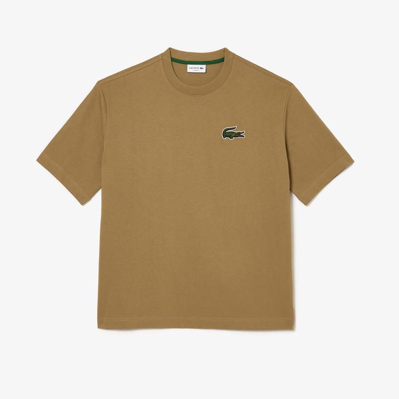 Lacoste Unisex Loose Fit Bisiklet Yaka Kahverengi T-Shirt