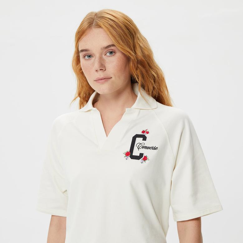 Converse Gran-Craft Polo Yaka  Kadın Krem T-Shirt