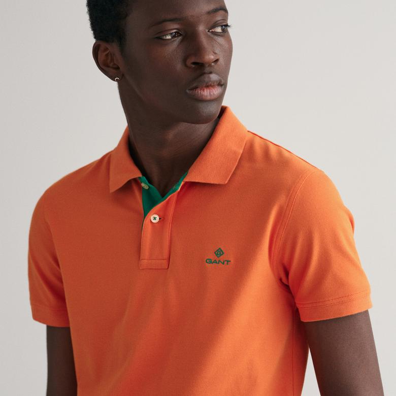 GANT Erkek Turuncu Slim Fit Polo