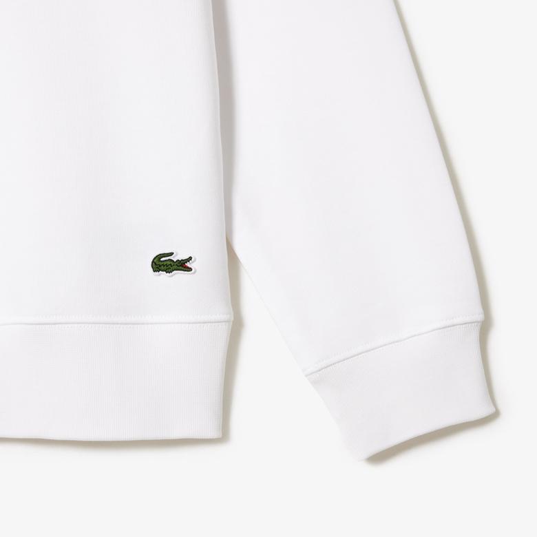 Lacoste Erkek Classic Fit Bisiklet Yaka Baskılı Beyaz Sweatshirt