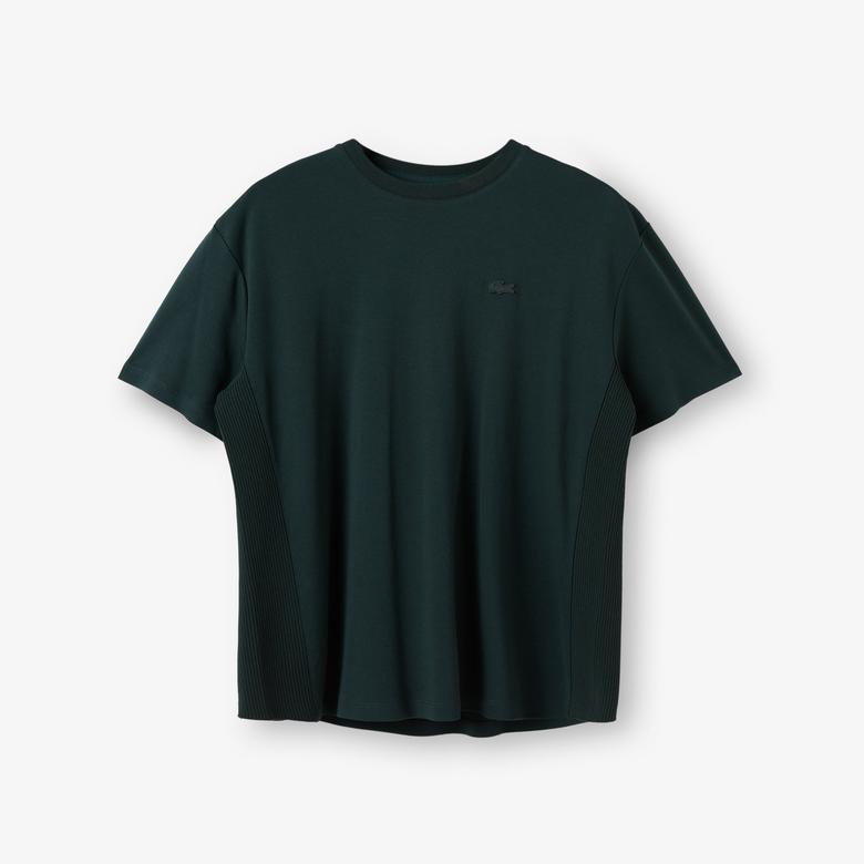 Lacoste Kadın Relaxed Fit Bisiklet Yaka Koyu Yeşil T-Shirt