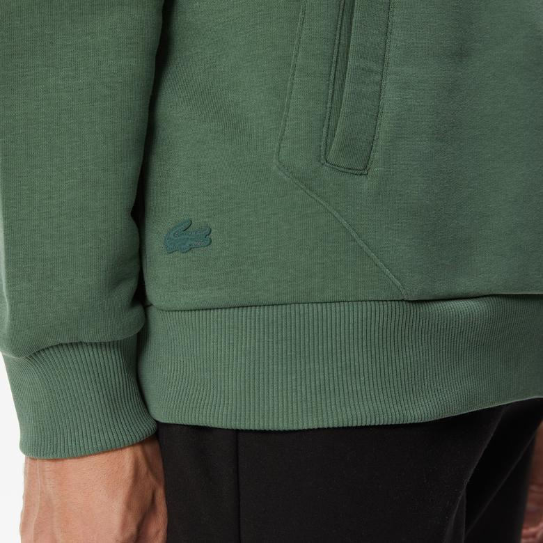 Lacoste Erkek Relaxed Fit Kapüşonlu Renk Bloklu Haki Sweatshirt