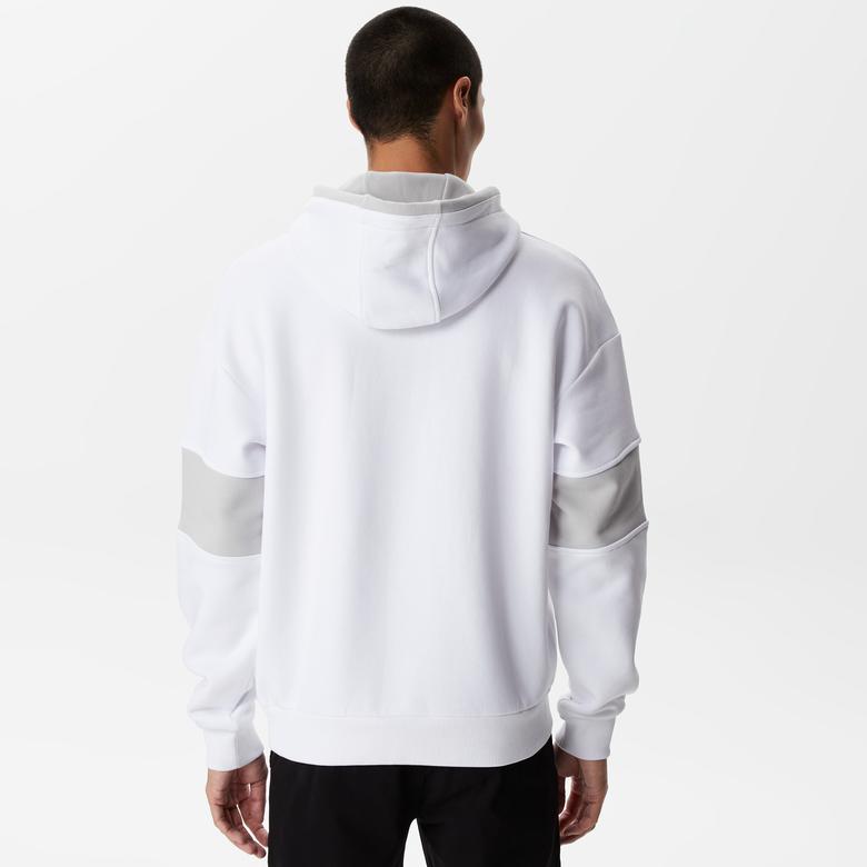 Lacoste Erkek Relaxed Fit Kapüşonlu Renk Bloklu Beyaz Sweatshirt